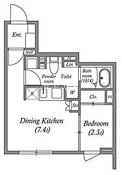 ES-Grande前仲町デュオ(エスグランデ門前仲町デュオ) 1DKの間取図画像