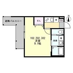 ベイルーム矢向リベルテ 1Kの間取図画像