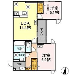 DPaina子母口 2LDKの間取図画像
