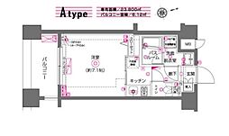 ZOOM川崎 1Kの間取図画像