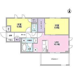 フェリチターレ 2LDKの間取図画像