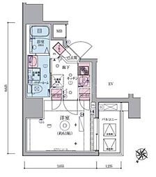 リヴシティ横濱生麦 1Kの間取図画像