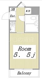 川崎アーバンリズ ワンルームの間取図画像
