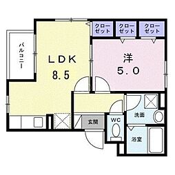 サニーレジデンス 1LDKの間取図画像