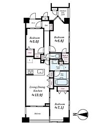 セザール第二川崎大師 3LDKの間取図画像