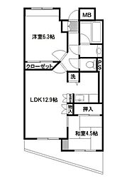 鶴見イーストリバー 2LDKの間取図画像