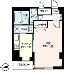 カメリア川崎 1Kの間取図画像