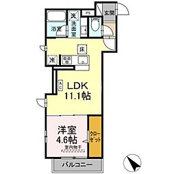 D'Bless鶴見市場 1LDKの間取図画像