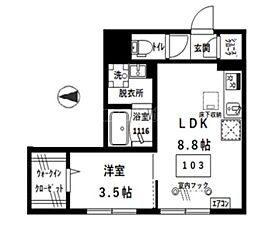 フォーチュン8 1LDKの間取図画像