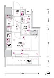 CREST TAPP川崎港町 ワンルームの間取図画像