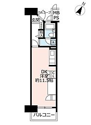 UR都市機構西久保町公園ハイツ1号棟 1DKの間取図画像