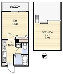 ファーストサウザン 1Kの間取図画像