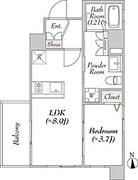 MYRIARESIDENCE長原 1LDKの間取図画像