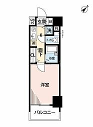 パークウェルツインズ戸越銀座弐番館 1Kの間取図画像