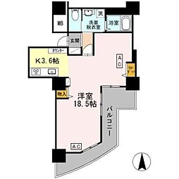 品川シーサイドビュータワー2 1Kの間取図画像