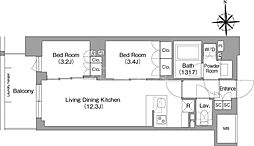 コンフォリア・リヴ大森西 5階2LDKの間取り