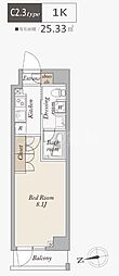 アジールコート武蔵新田 3階1Kの間取り