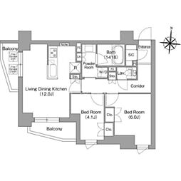 プラネソシエプラス旗の台 2LDKの間取図画像