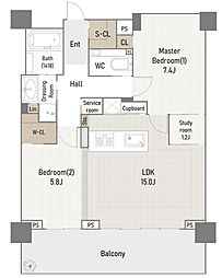 ベイシティタワーズ神戸WEST 2LDKの間取図画像