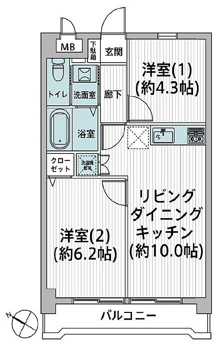 2LDK 間取り