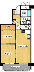 正起瓢箪山第2ハイツ 2LDKの間取図画像