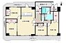 間取り：専有面積97.37m2、4LDK、最上階、3面バルコニー、専用ポーチ付き