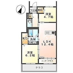 ユニヴァリィII今保 2LDKの間取図画像