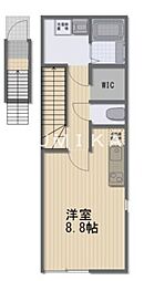 JR津山線 法界院駅 徒歩18分の賃貸アパート 2階ワンルームの間取り