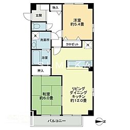 カンフォタブル 2LDKの間取図画像