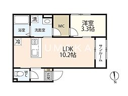 (仮)レガーレ七日市 1LDKの間取図画像