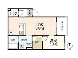 (仮)レガーレ七日市 1LDKの間取図画像