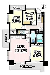 ライオンズマンション正徳町 2SLDKの間取図画像