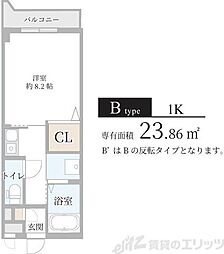 コンフォート・グリーン 1Kの間取図画像