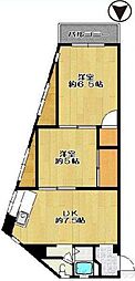 西本マンション 2DKの間取図画像
