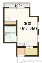 ミュゼ西淡路 1Kの間取図画像