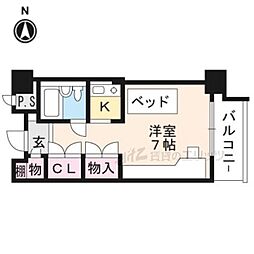 ビエラコート高槻 ワンルームの間取図画像