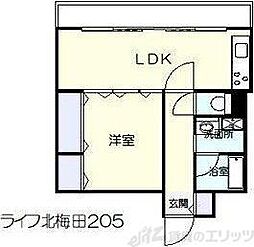 ライフ北梅田 1LDKの間取図画像