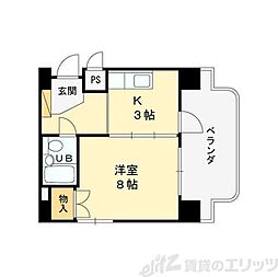 シティコート東扇町 1Kの間取図画像