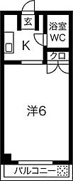 ゼウス千里山 1Kの間取図画像