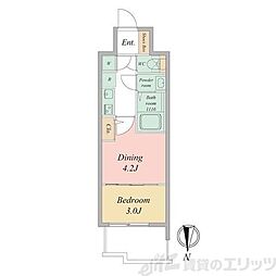 セレニテ東梅田アリエ 2Kの間取図画像