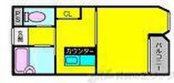 エクト2 1DKの間取図画像