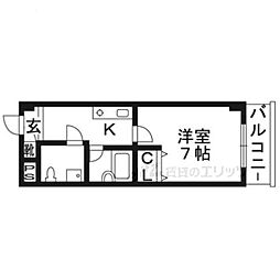 F・Hグリーンロイヤル高槻 1Kの間取図画像