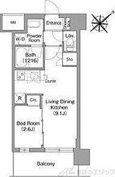 コンフォリア・リヴ淡路 4階1LDKの間取り