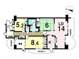 レインボー木曽川壱番館 3SLDKの間取図画像
