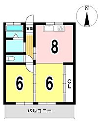 中島コーポラス 1LDKの間取図画像