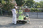 【基礎着工前の地盤調査】基礎着工前に地盤調査会社による地盤調査を行います。調査結果を元に必要に応じた地盤補強等を実施し不同沈下しない様対策をとっています。
