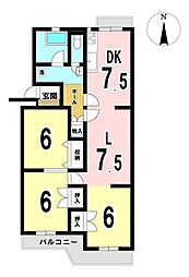 馬見塚住宅 3LDKの間取図画像