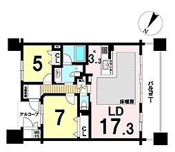 ライオンズ一宮ブライトマークス 2LDKの間取図画像