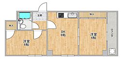 大和田ローズマンション 2DKの間取図画像