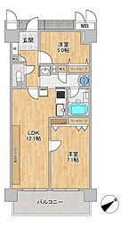 キングマンション新淀川 2LDKの間取図画像